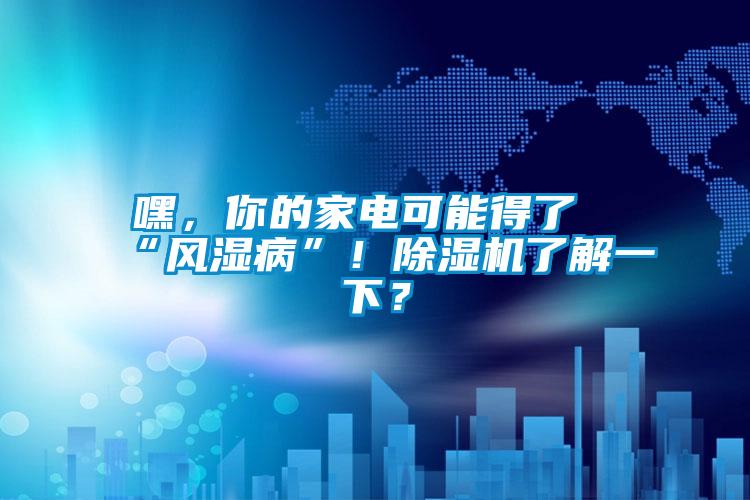 嘿，你的家電可能得了“風(fēng)濕病”！除濕機了解一下？